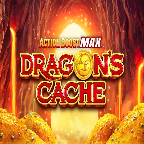 Official Slots logo: Action Boost Max Dragon's Cache by SpinPlay Games at Wyns Casino